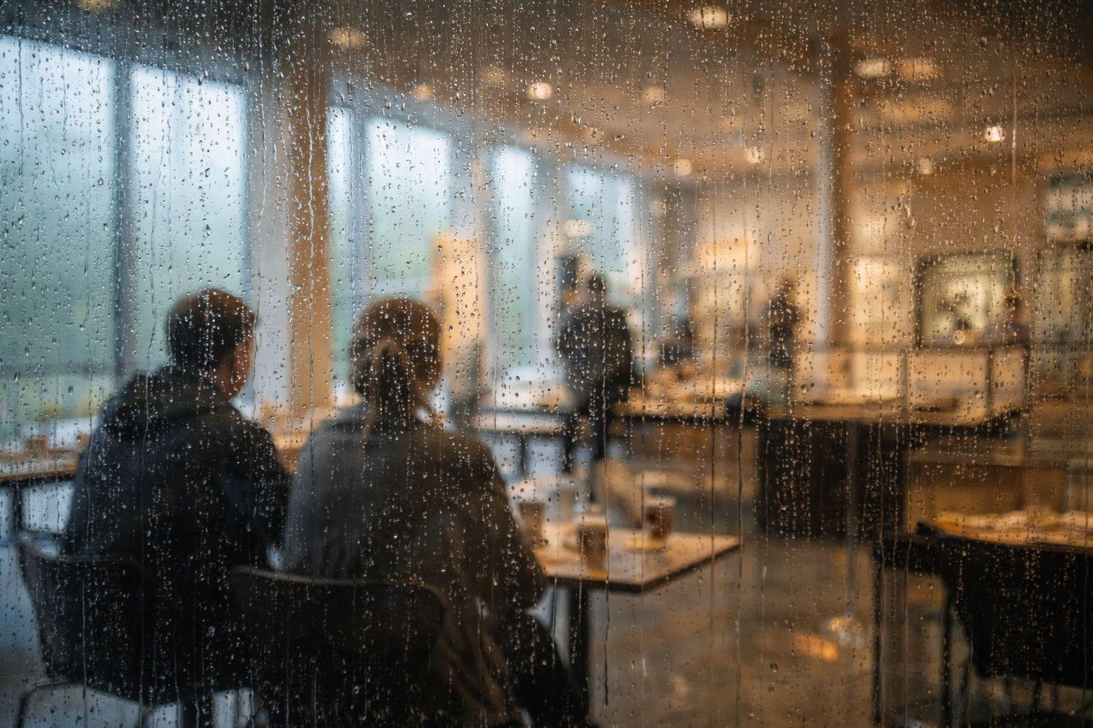 To personer sidder i caféen